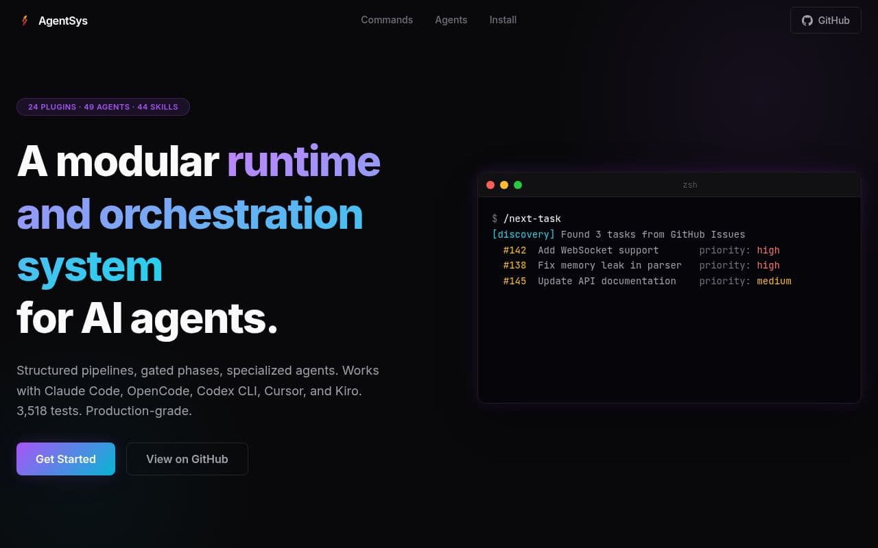 Screenshot of AgentSys
