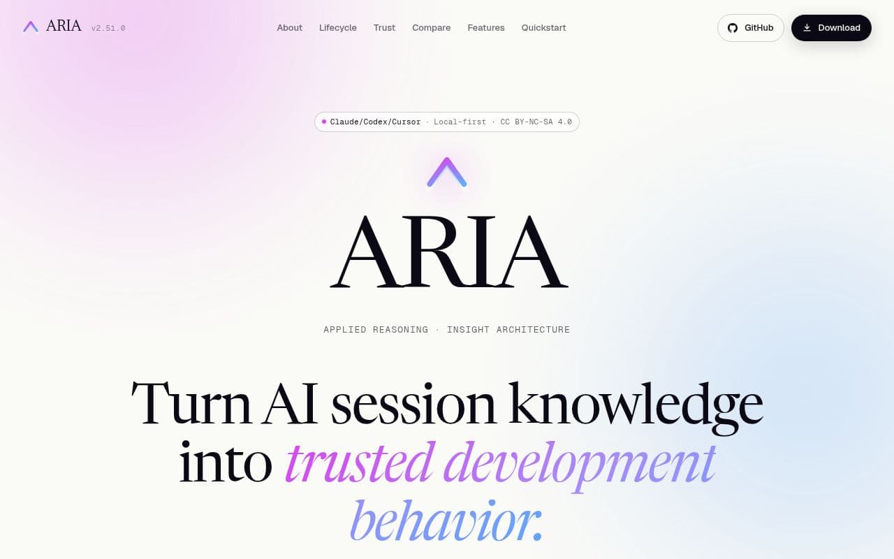 Screenshot of ARIA