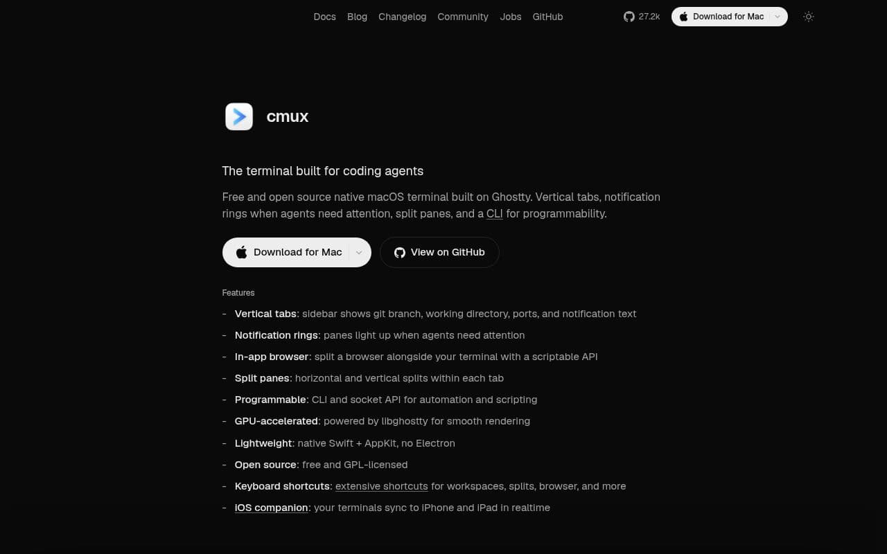Screenshot of cmux