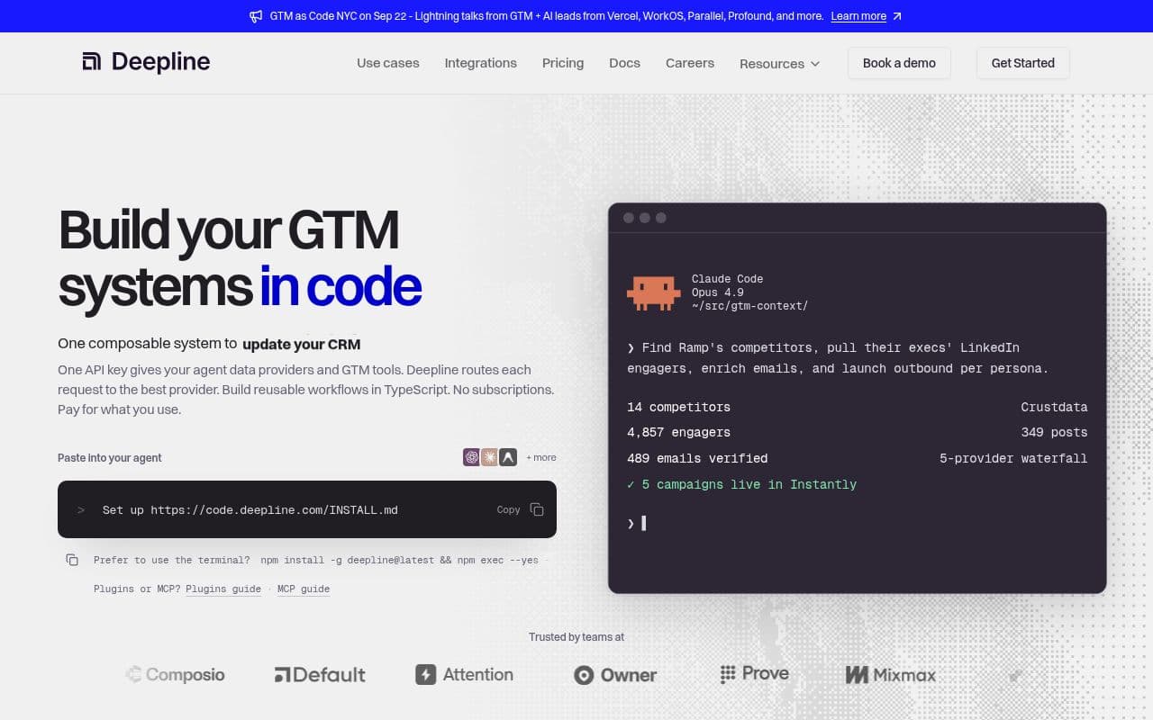 Screenshot of Deepline