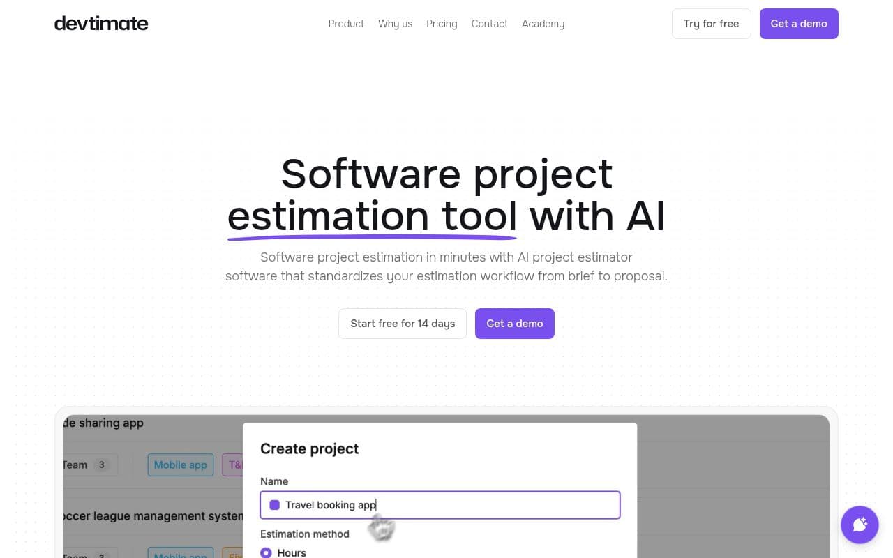 Screenshot of devtimate