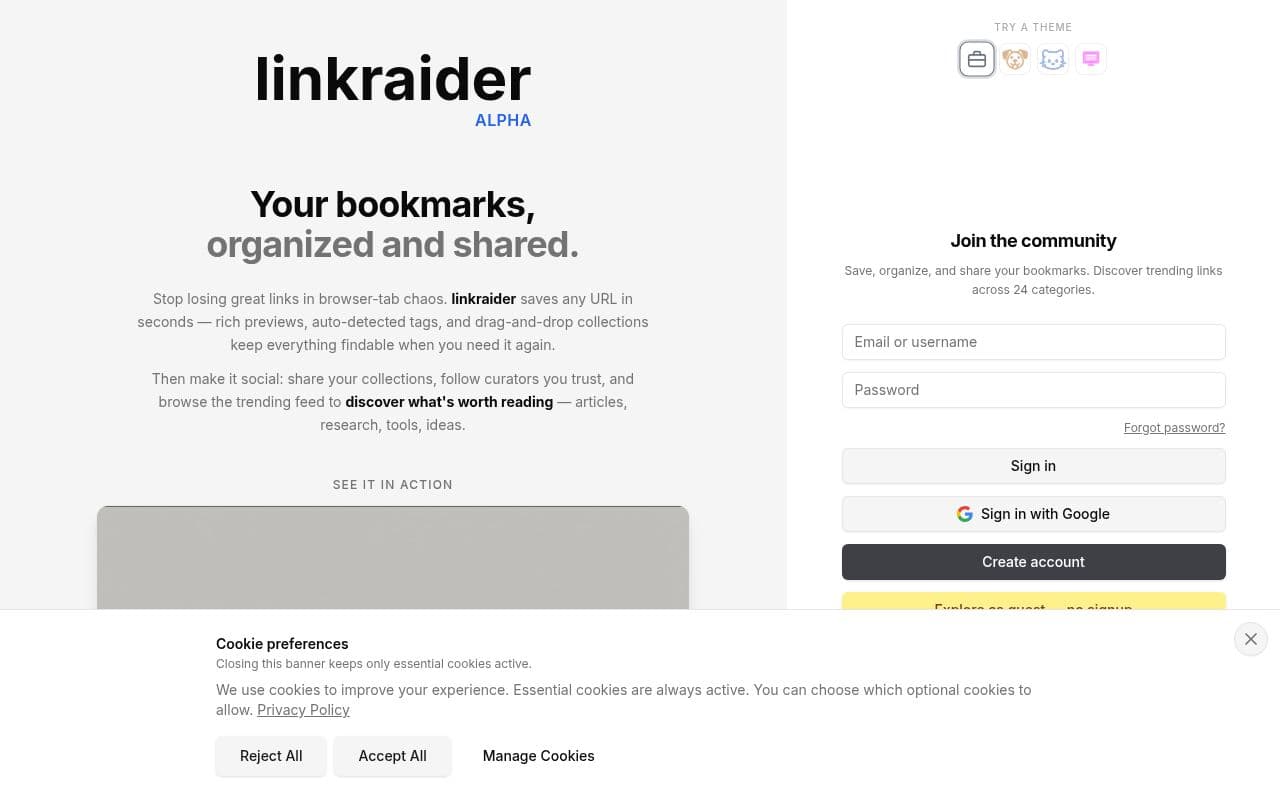 Screenshot of linkraider