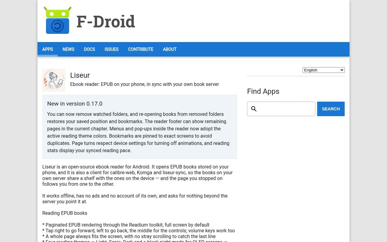 Screenshot of Liseur