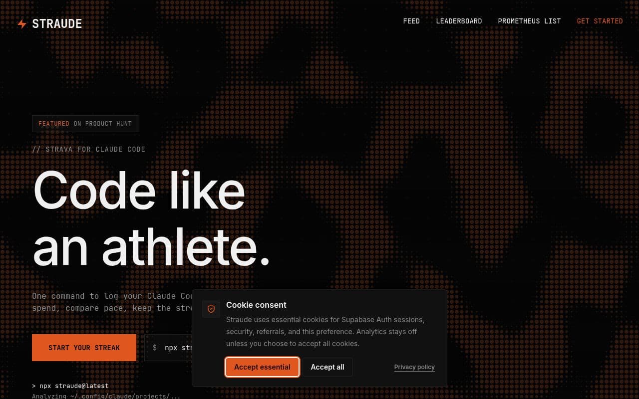 Screenshot of Straude