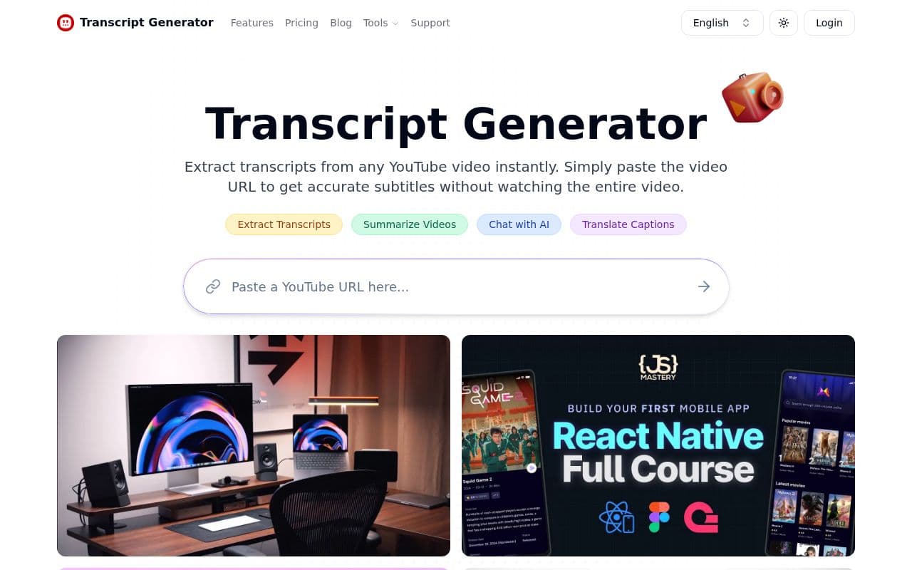 Screenshot of Transcript Generator