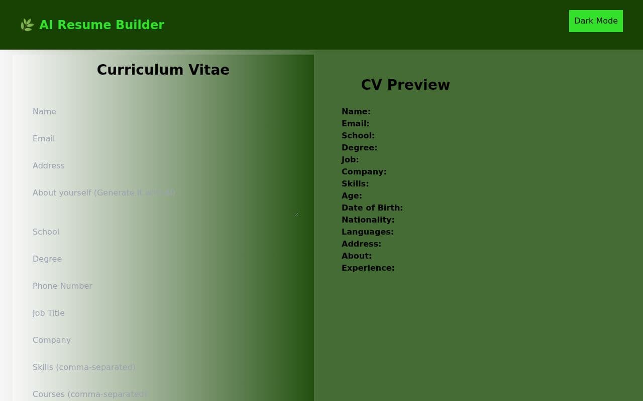 Screenshot of AI Resume Builder