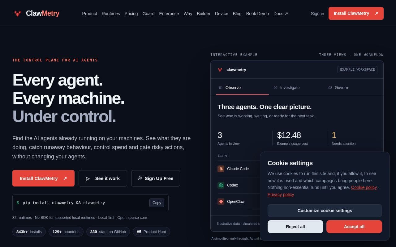 Screenshot of ClawMetry