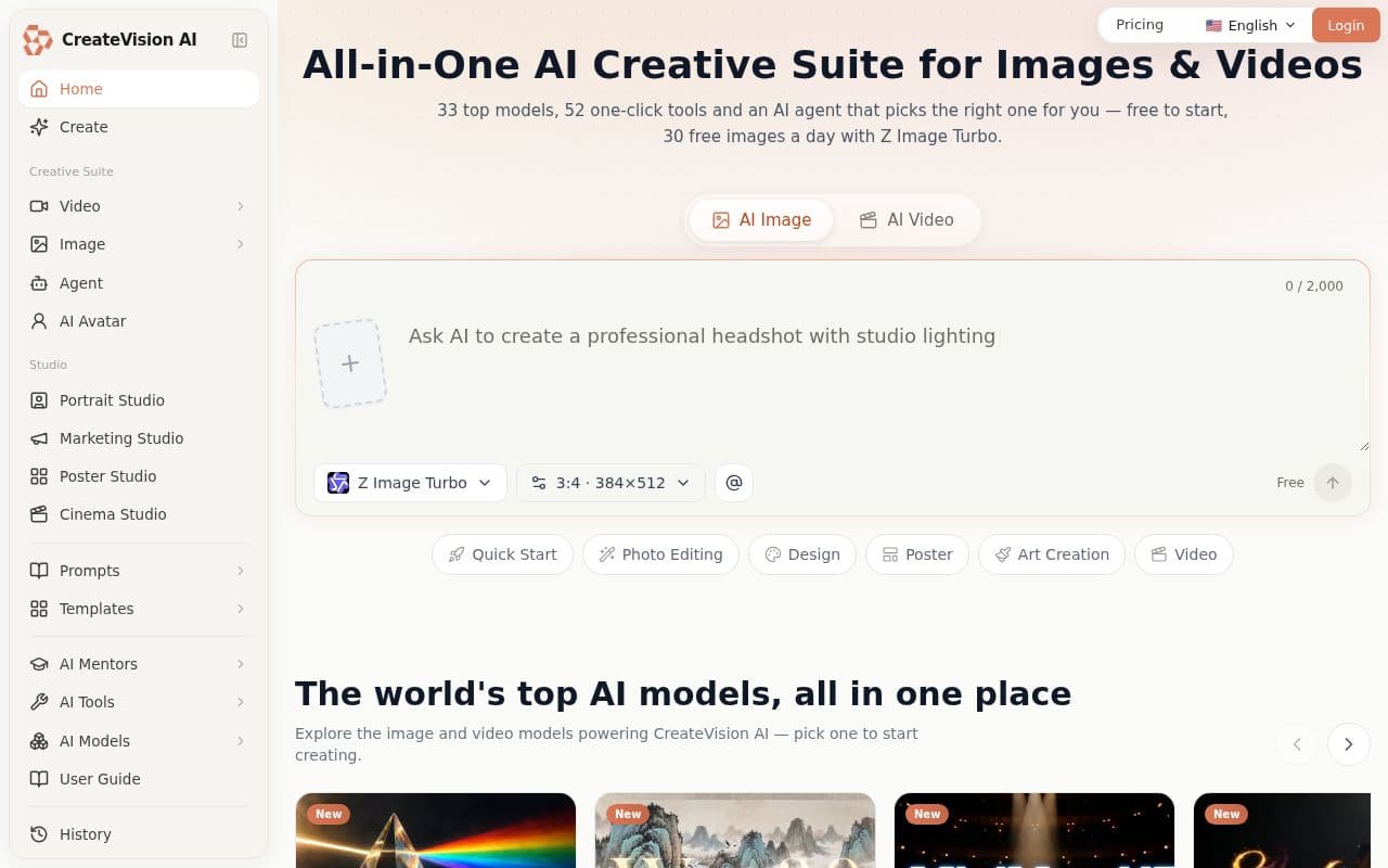 Screenshot of CreateVision