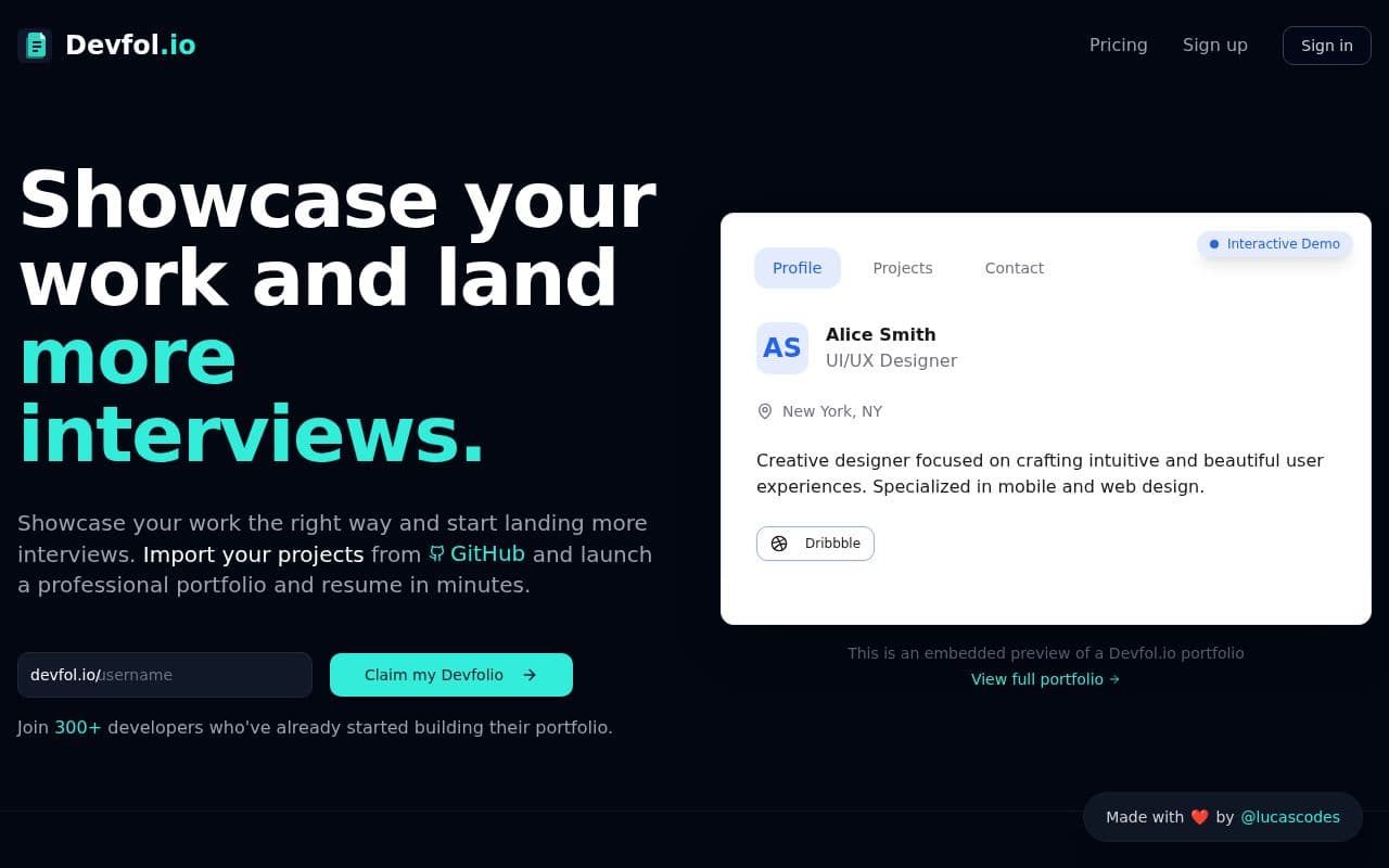Screenshot of Devfol.io