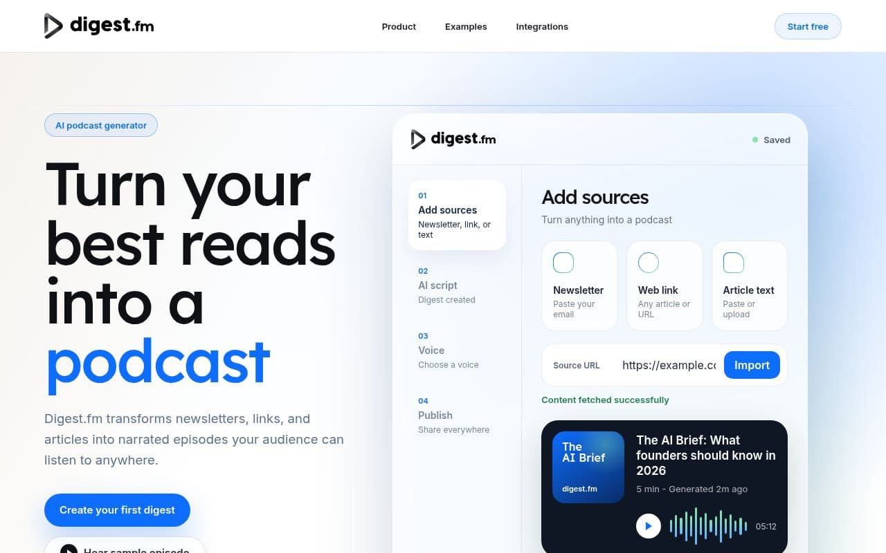Screenshot of Digest.fm