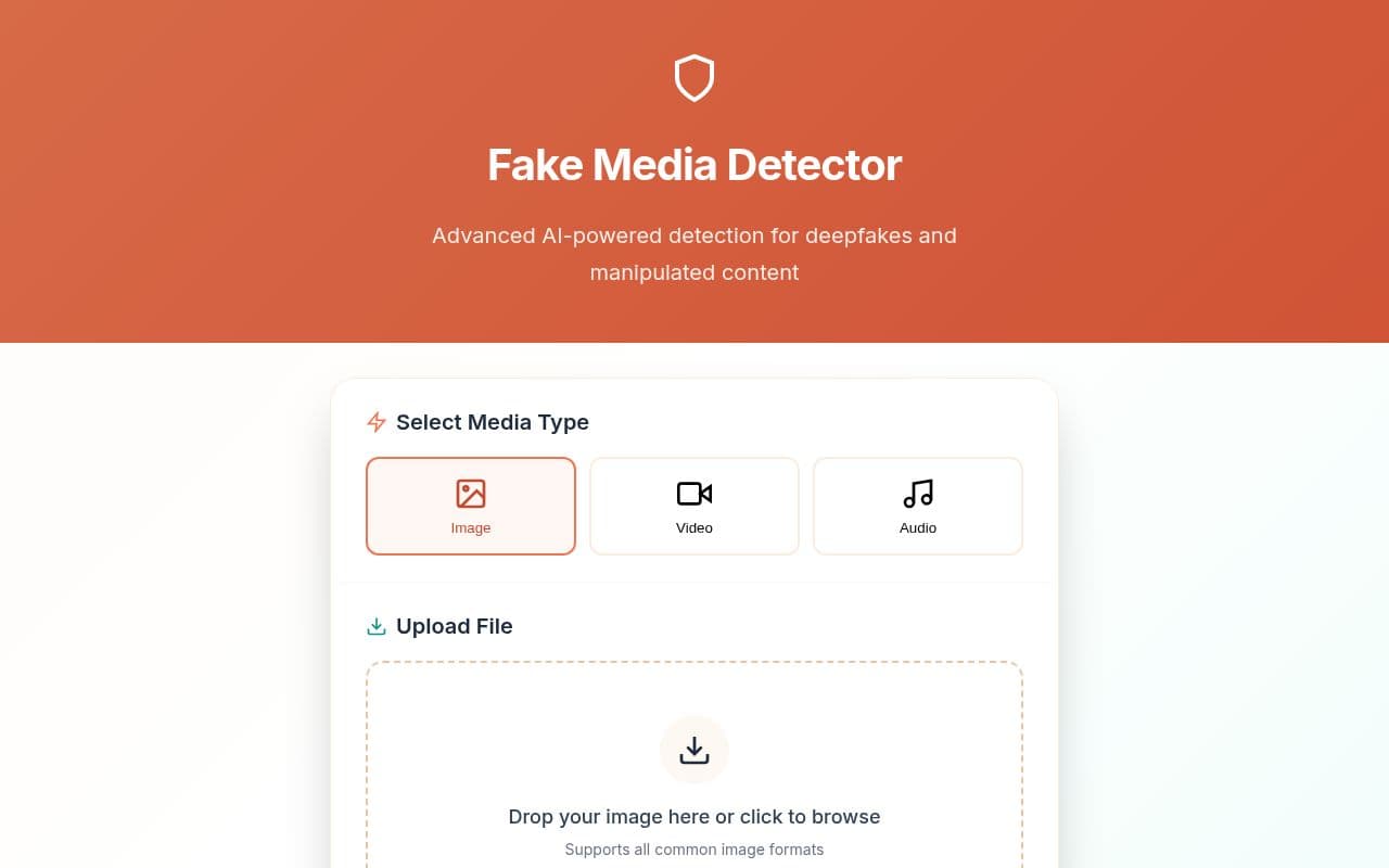Screenshot of Fake Media Detector