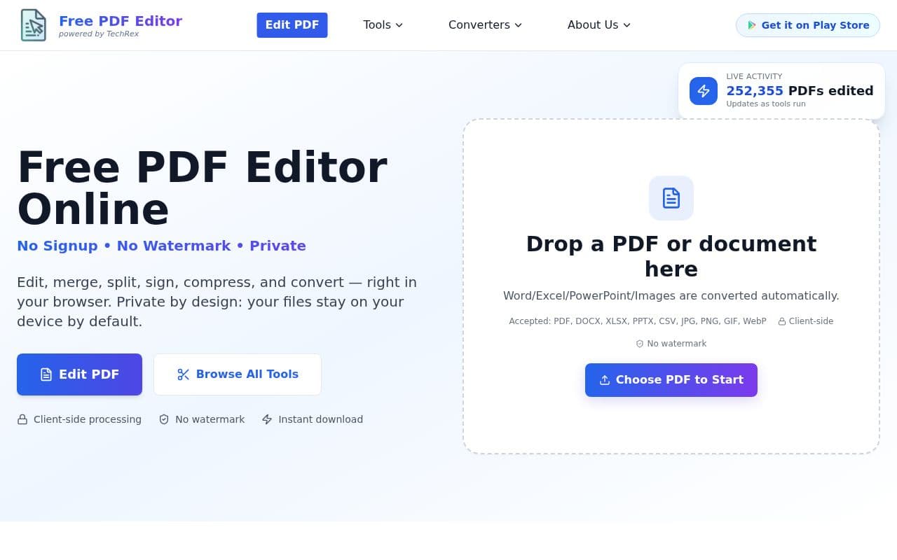 Screenshot of Free PDF Editor