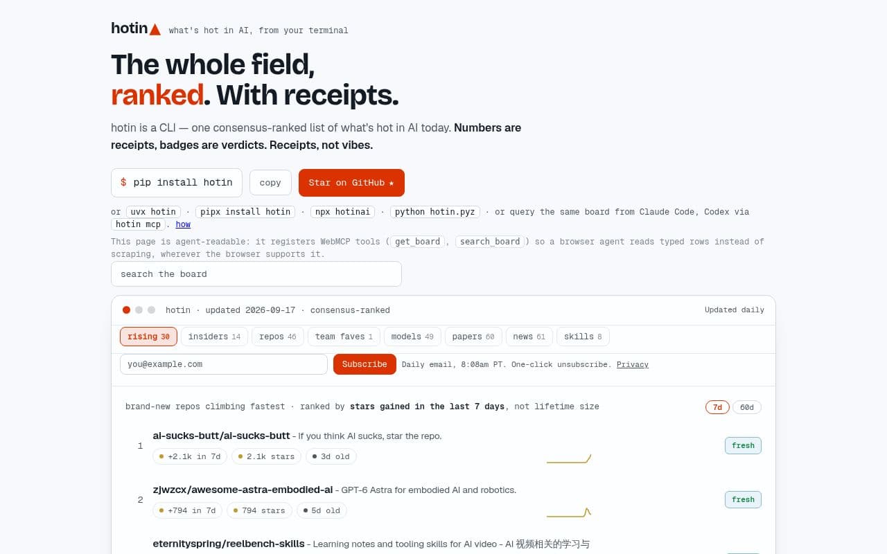 Screenshot of hotin