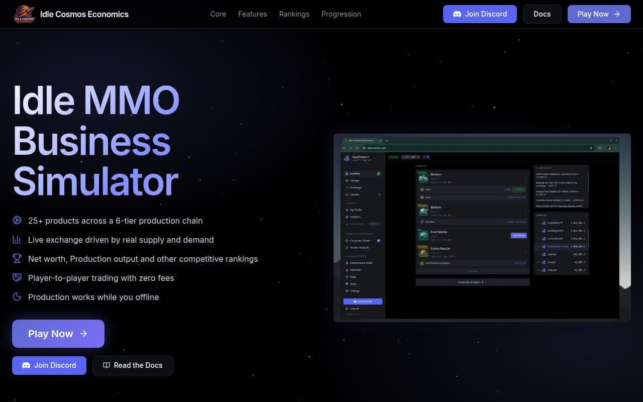 Screenshot of Idle Cosmos Economics