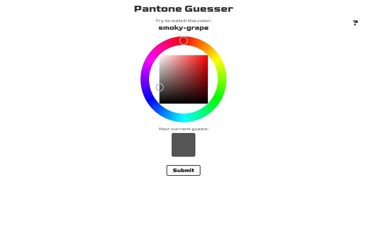 Screenshot of Pantone Guesser