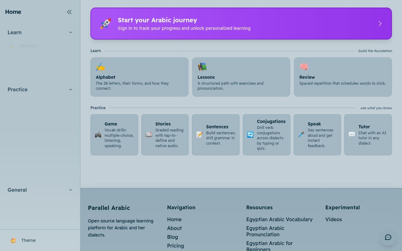 Screenshot of Parallel Arabic