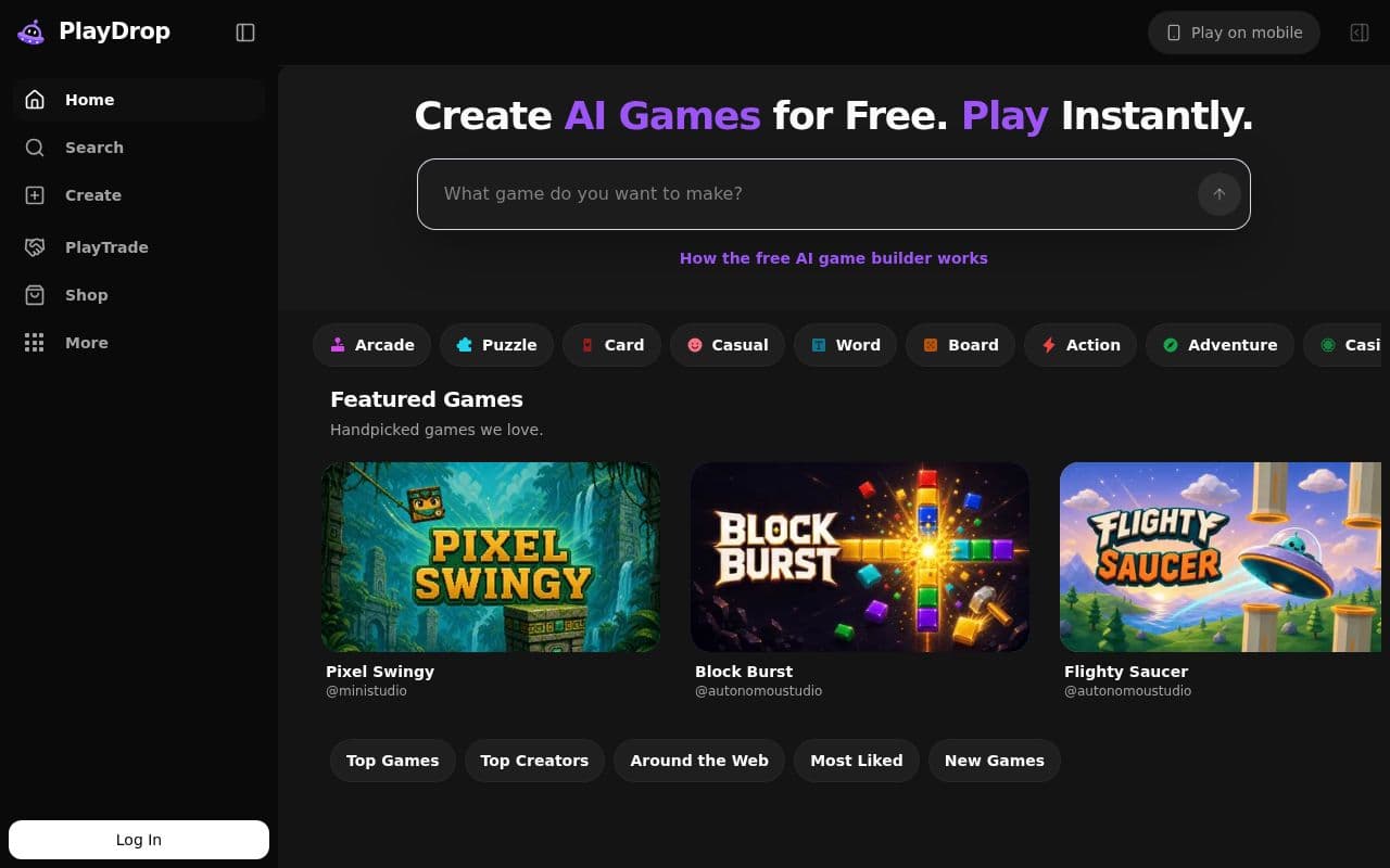 Screenshot of PlayDrop