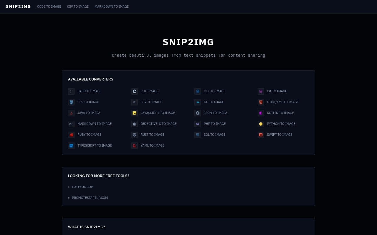 Screenshot of Snip2Img