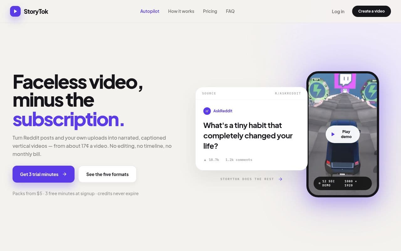 Screenshot of StoryTok