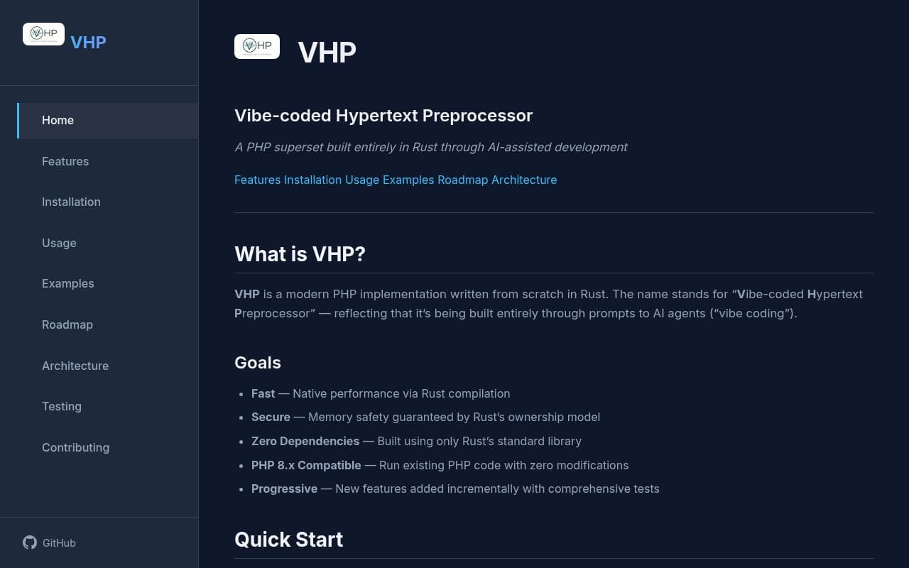 Screenshot of VHP
