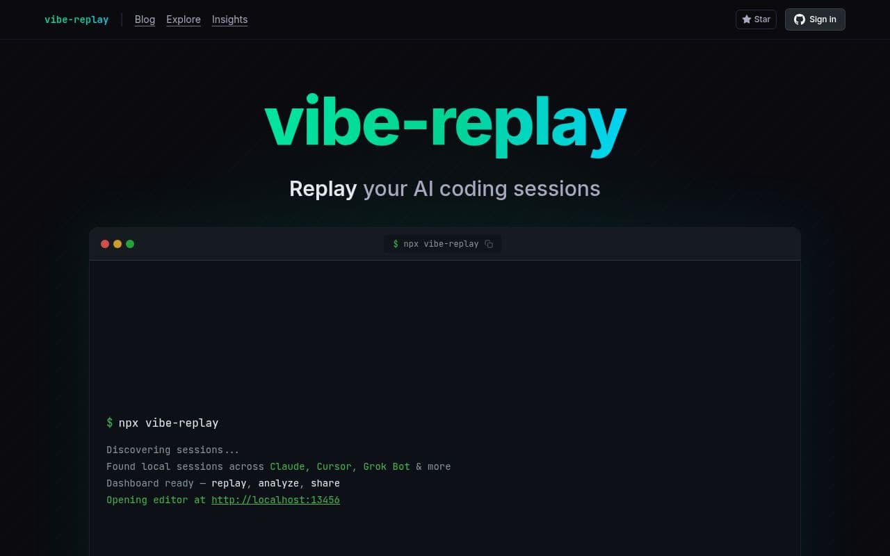 Screenshot of vibe-replay