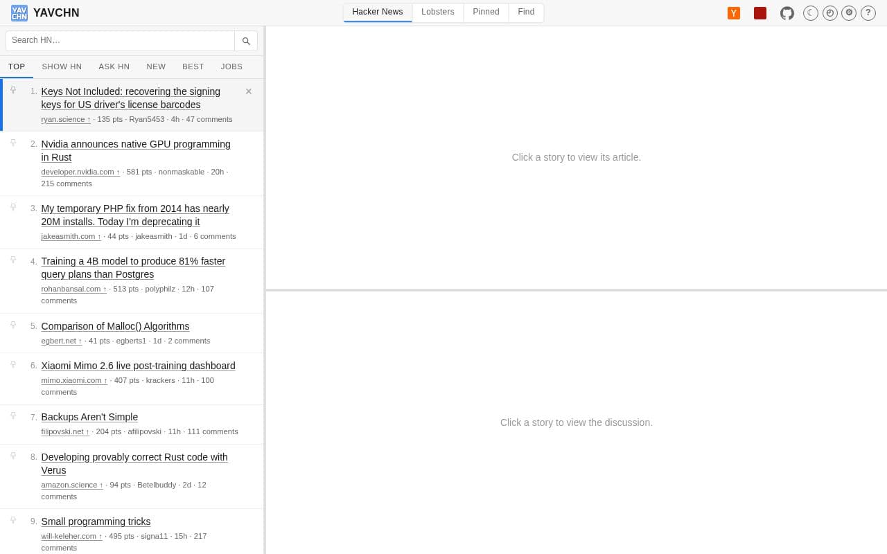 Screenshot of YAVCHN
