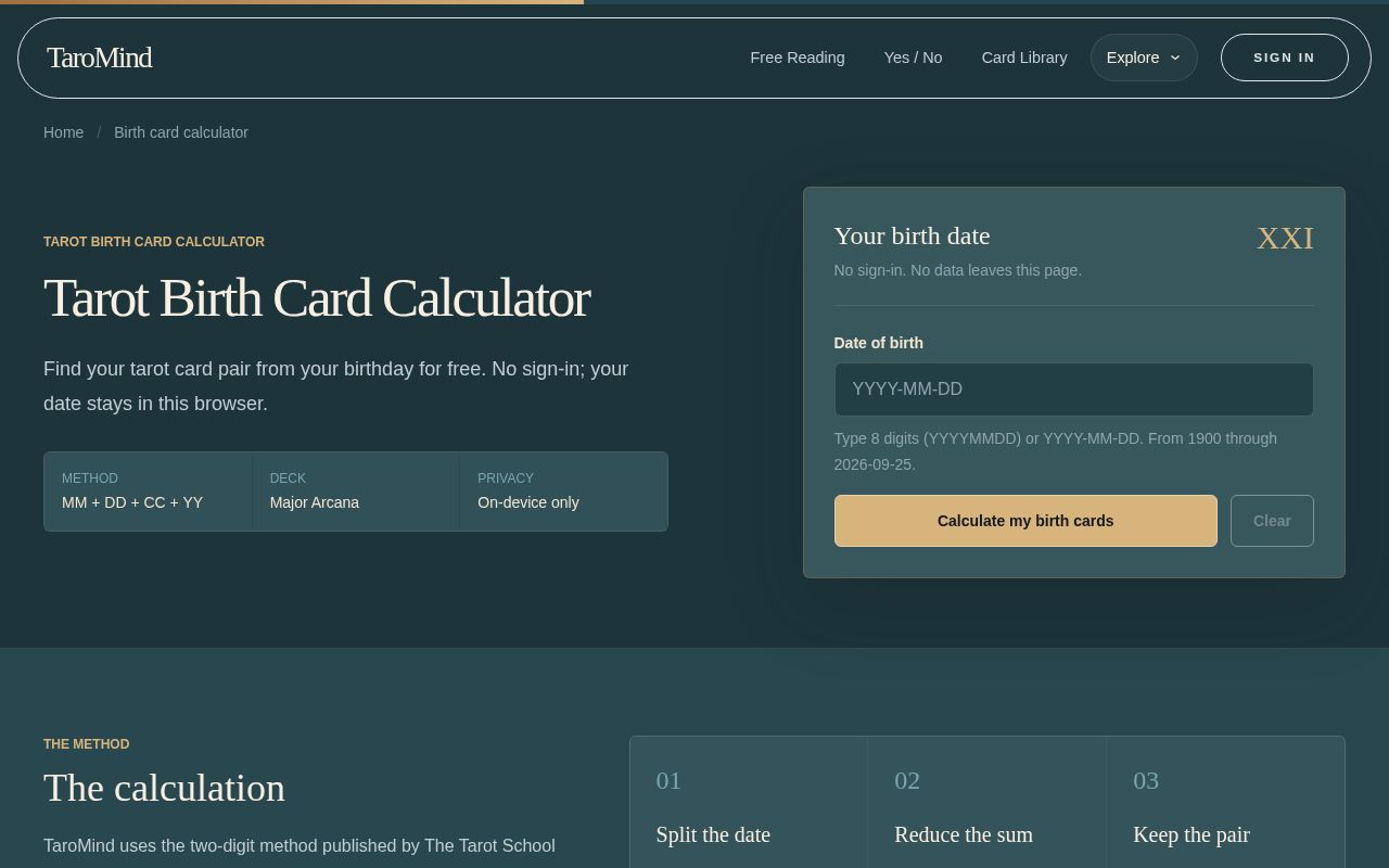 Screenshot of TaroMind AI